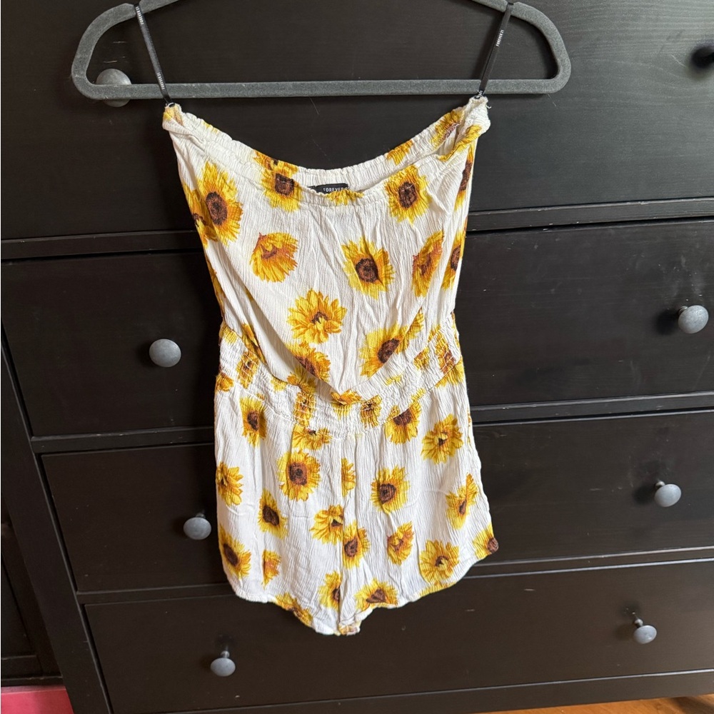 Forever 21 Sunflower Strapless Romper